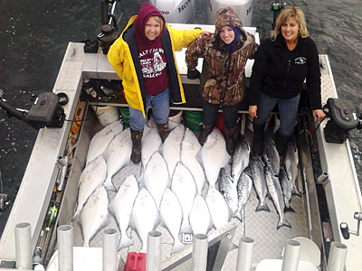 Halibut and salmon limits for a multi species combo fishing trip in Homer Alaska.