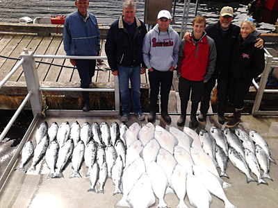 Halibut and salmon limits for a multi species combo fishing trip in Homer Alaska.